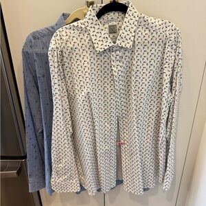 2 Robert Graham Button-Up Shirts with Multicolor Micro Print Sz Large